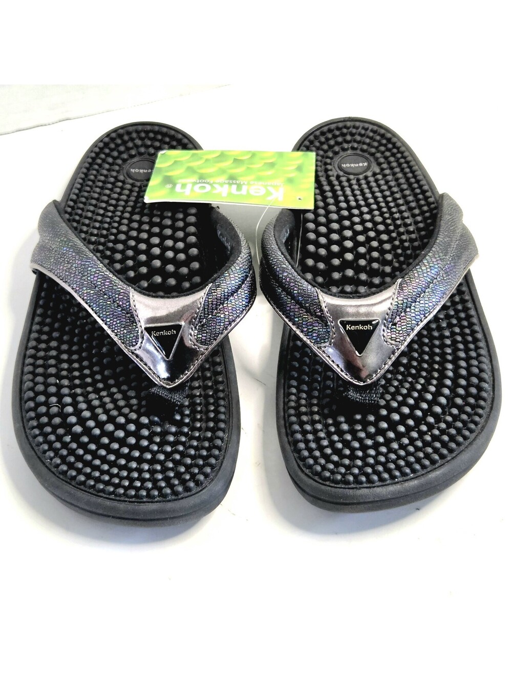 NEW Kenkoh Sandal Japanese Massage Thong Metalic Flip Flop Reflexology Women's 7